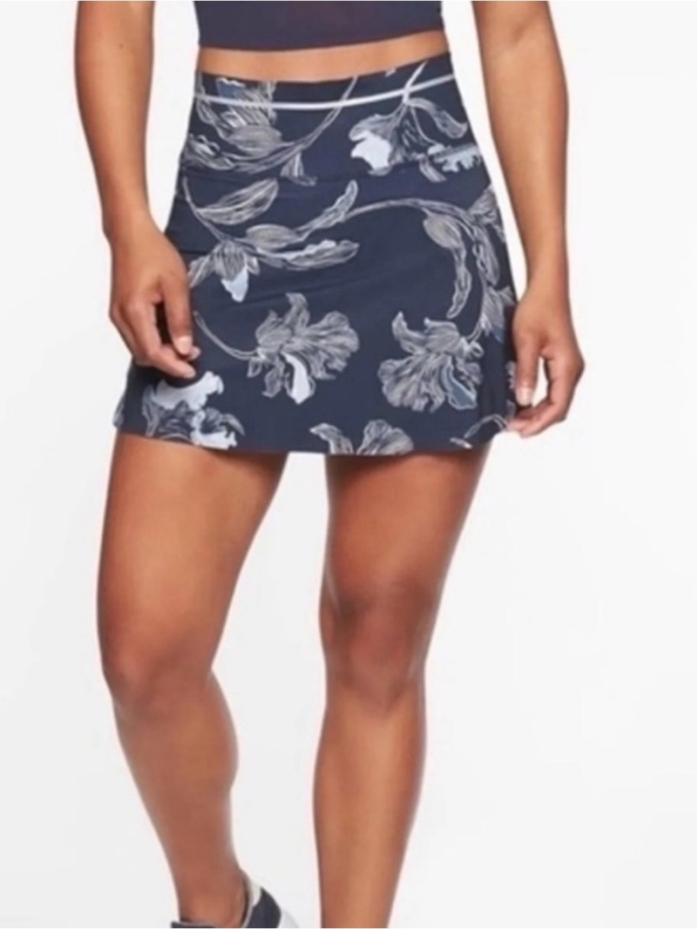Athleta Floral Sonic Tennis Skort - Blue & White - Size Small